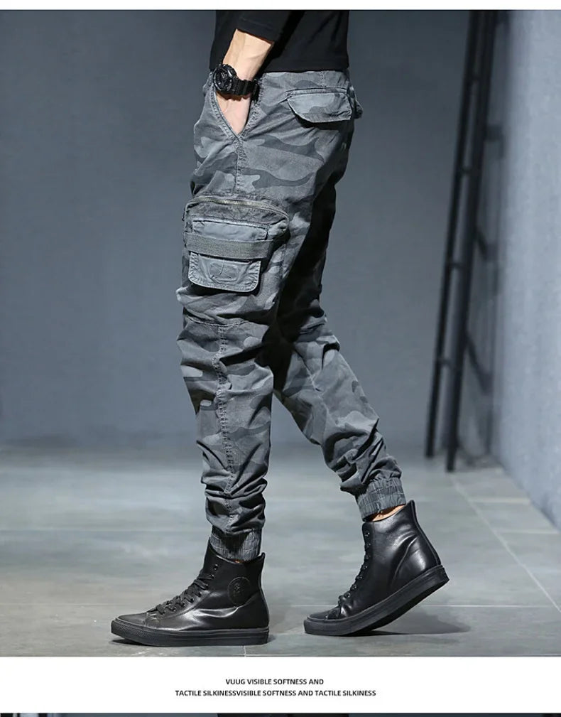 2025 Cargo Joggers Pants Men Casual Hiphop MultiPocket Male Trousers Sweatpants Streetwear Tactical Track KhakiCamouflage Pants - Premium Kiosk