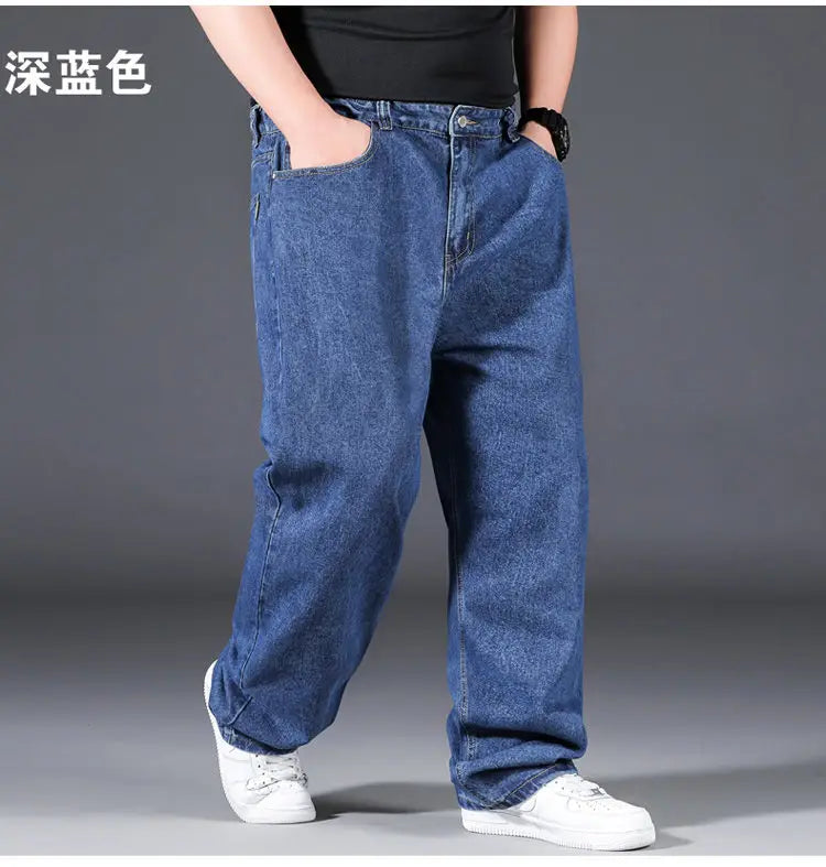 10XL Oversize Wide Legs Jeans Men Soft Cotton Cargo Jeans Plus Size Baggy Men's Trousers Fashion Streetwear Working Jeans Man - Premium Kiosk