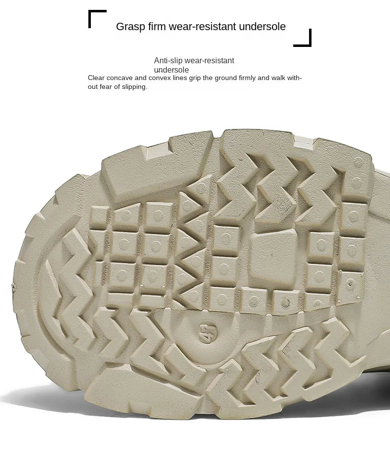 2025 Men's high-top thick-sole casual shoes versatile mixed material daddy sneakers outdoor tooling wear-resistant men's shoes