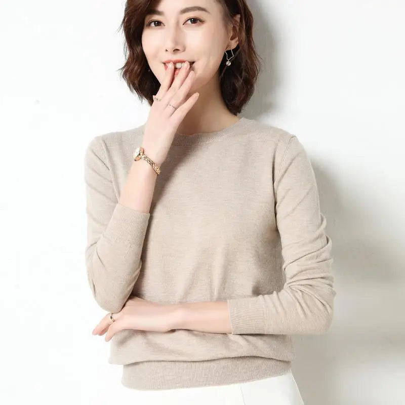 Women Sweaters 2024 O-neck Long Sleeve Autumn Winter Pullovers Fashion Korean Sweaters Bottoming Shirts Slim Knitwear Jumpers