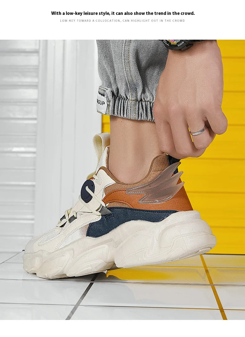 2025 new fashion platform daddy shoes men's ins port fashion shoes male personality popular leisure running shoes