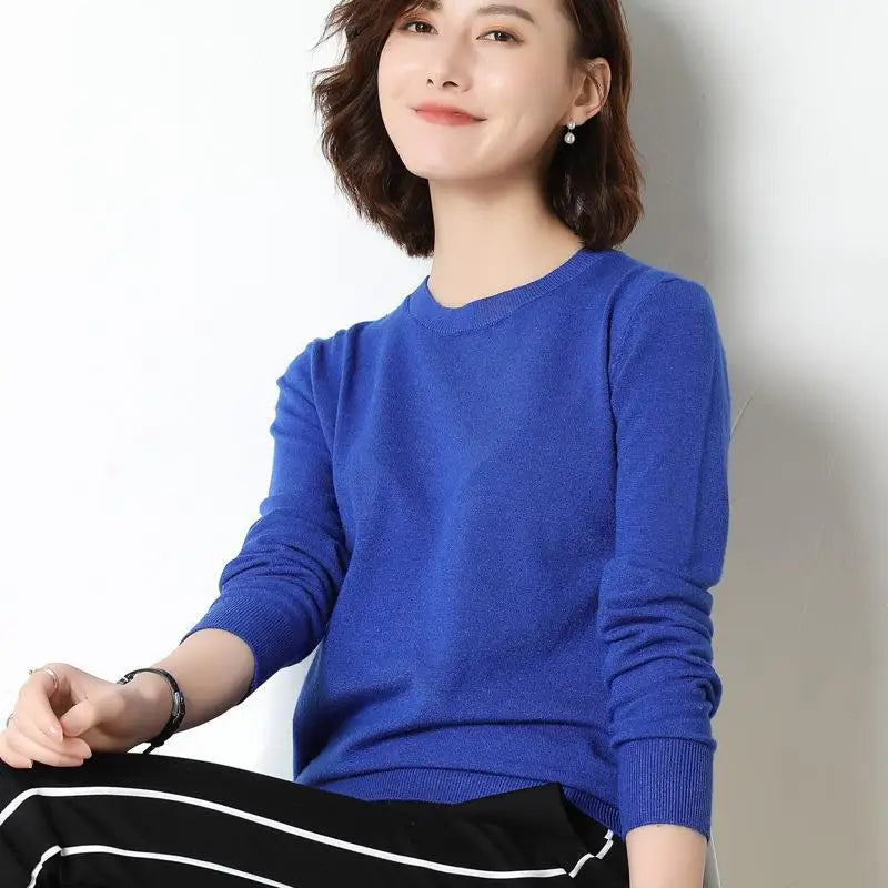Women Sweaters 2024 O-neck Long Sleeve Autumn Winter Pullovers Fashion Korean Sweaters Bottoming Shirts Slim Knitwear Jumpers