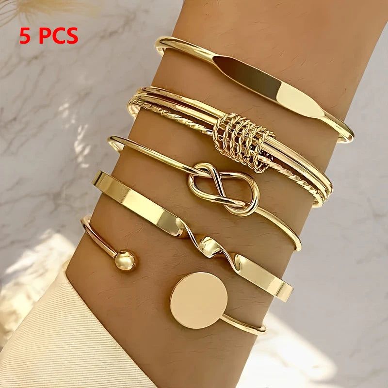 1Set Retro Boho Multi-layer Stacking Bracelets Set For Women Girls Versatile Bracelets Jewelry Accessories Gifts