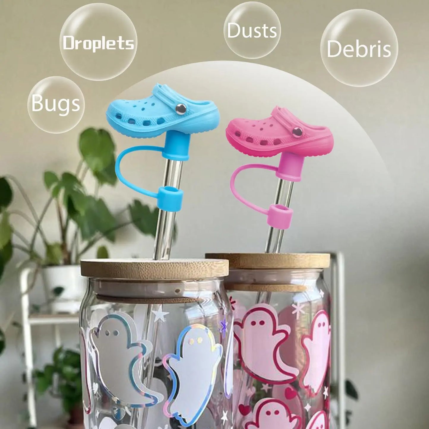 1PC Cute Silicone Straw Covers for Stanley Cups Reusable 10mm Topper Dust-Proof Spill-Proof Cap Compatible with Stanley 30/40oz