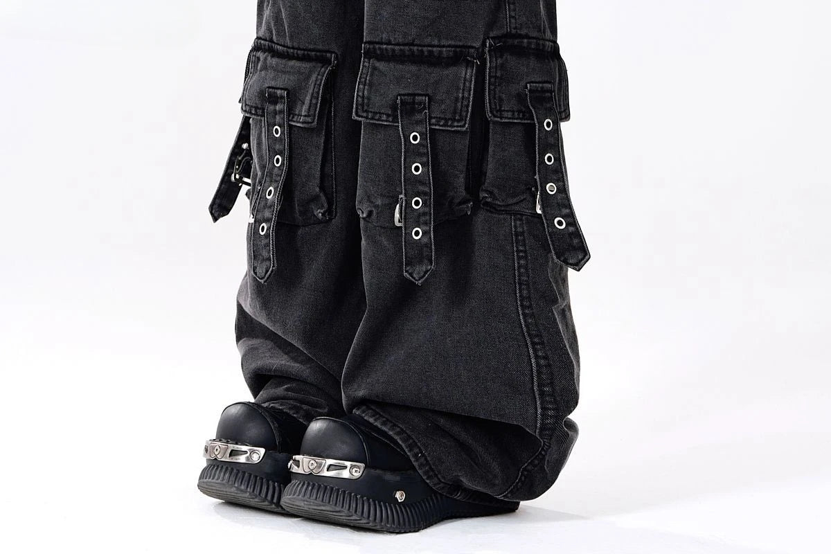 Women's Black Baggy Cargo Jeans Harajuku Oversize Denim Trousers Y2k 90s Vintage 2000s Jean Pants Trashy Clothes 2025 - Premium Kiosk