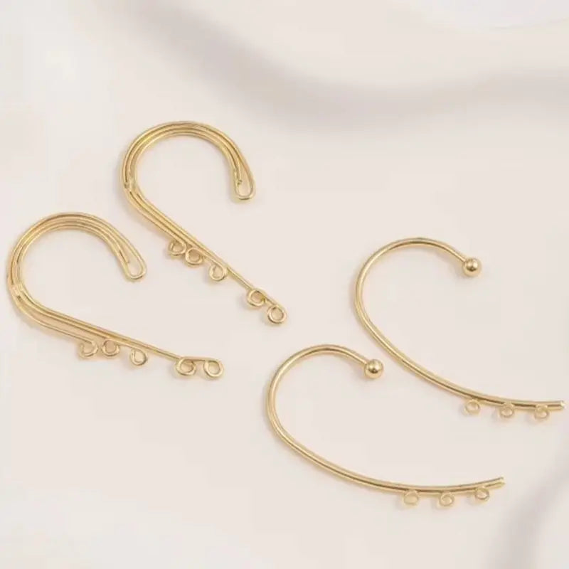 14K Gold-plated Earrings with Multiple Hanging Rings and Ear Clips, Handmade DIY Tassel Earring Accessories Without Ear Holes