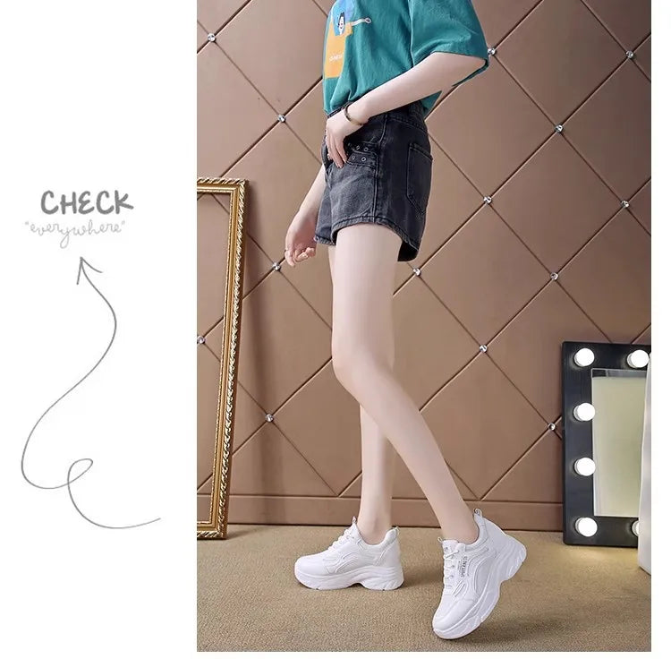 2025 new fashion dad shoes, trendy shoes, thick-soled, versatile, height-increasing, casual sports white shoes