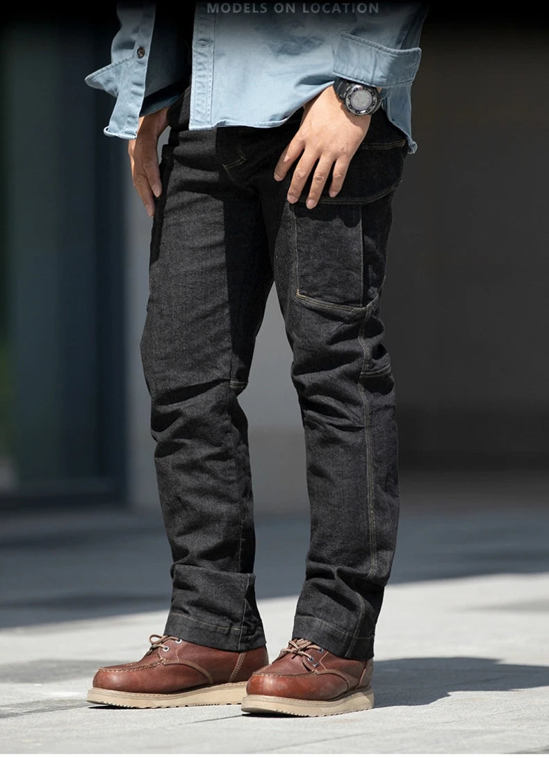 Men's Tactical Jeans Military Denim Cargo Pants Multi-pocket Elastic Casual Work Trousers Outdoor Combat Training Hiking Pants - Premium Kiosk