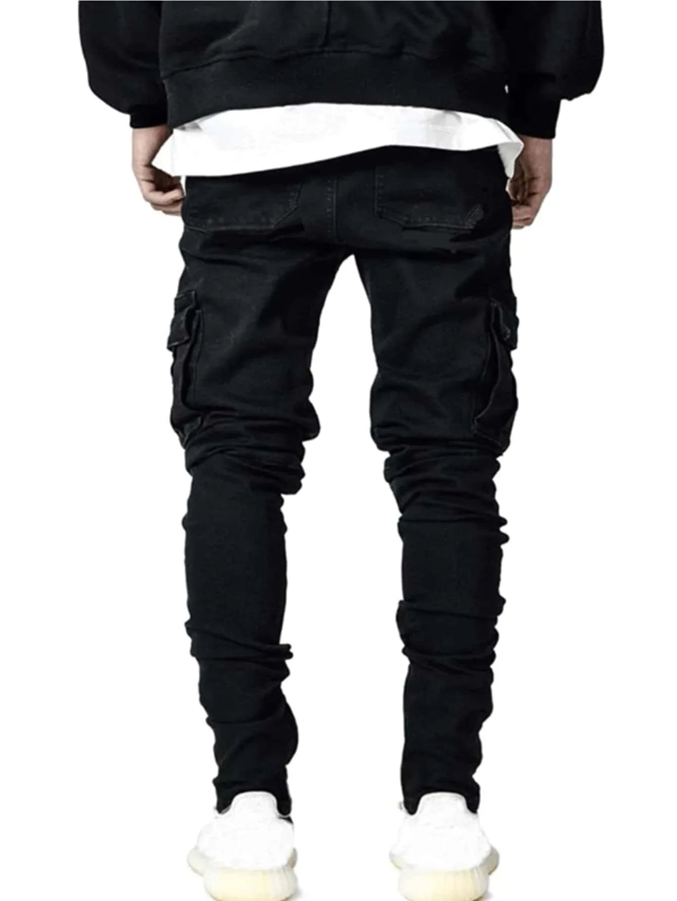 Fashion New Men's Denim Cargo Pants Multi-pockets Design Solid Slim Jeans Men Street Elastic Cowboy Trousers Daily Wear Joggers