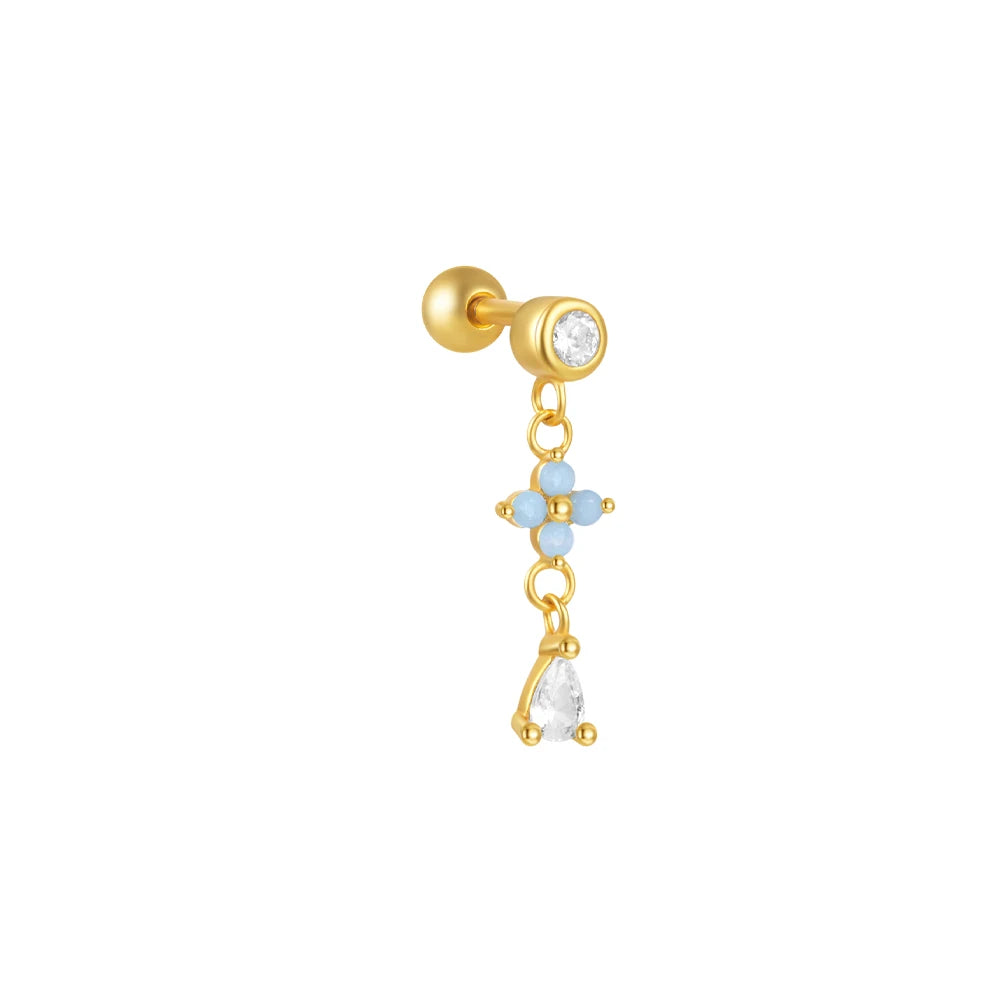 AIDE Heart Round Ball Flat Helix Piercing Earring 925 Sterling Silver Ear Studs Geometric Zircon Exquisite Trinket Studs Aretes