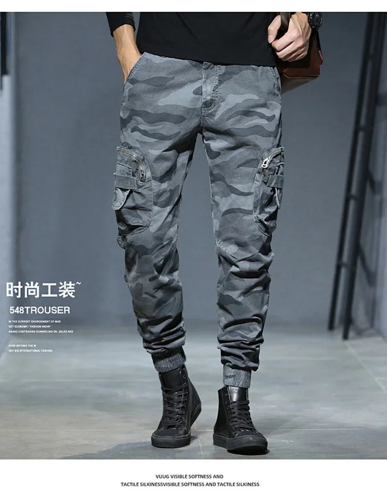2025 Cargo Joggers Pants Men Casual Hiphop MultiPocket Male Trousers Sweatpants Streetwear Tactical Track KhakiCamouflage Pants - Premium Kiosk