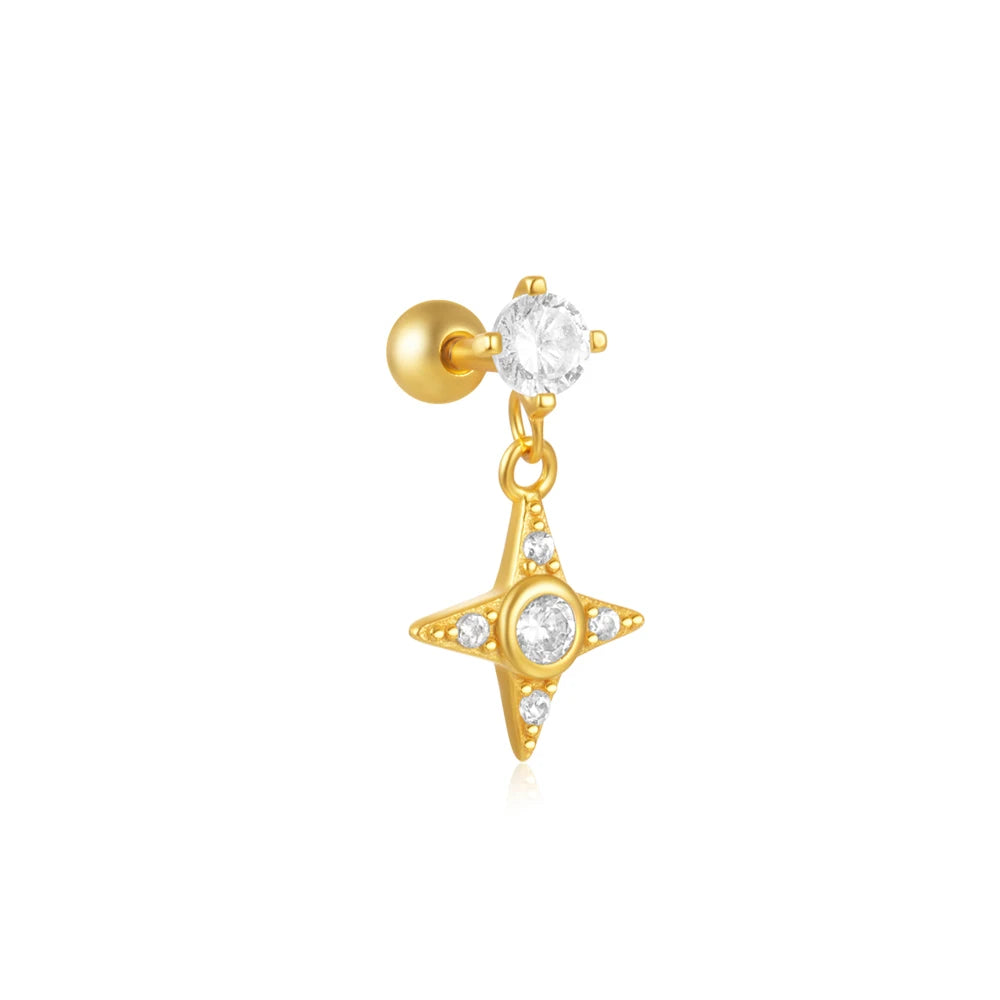 AIDE Heart Round Ball Flat Helix Piercing Earring 925 Sterling Silver Ear Studs Geometric Zircon Exquisite Trinket Studs Aretes