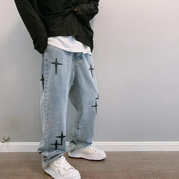 Jeans Men Wide Leg Cargo Pants Streetwear Baggy Men Korean Fashion Loose Straight Male Clothing Y2K Hip Hop Style Male Trousers - Premium Kiosk