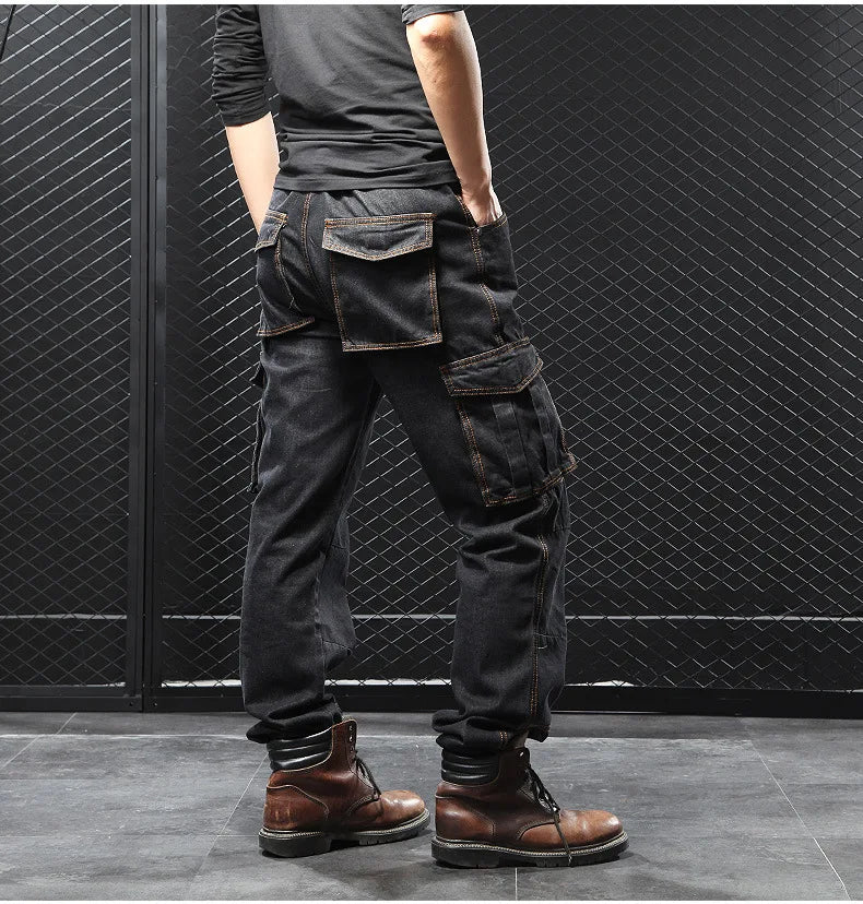 2025 Men's Multi-Pocket Straight Cargo Jeans Loose Casual Jeans - Premium Kiosk