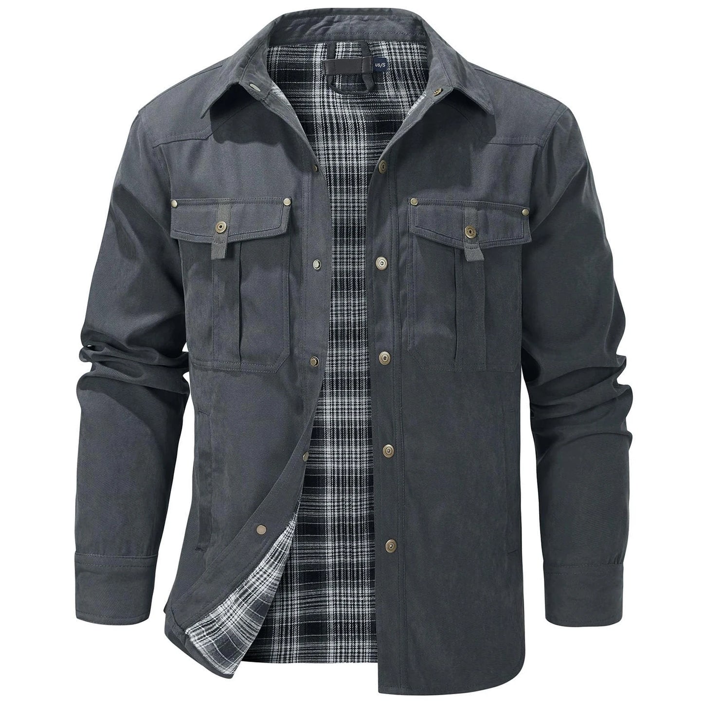 Casual Men's Jacket Men's Jackets Spring Flannel Lined Shirt Coat Men's Jackets Windproof Western Cowboy Casual Coat