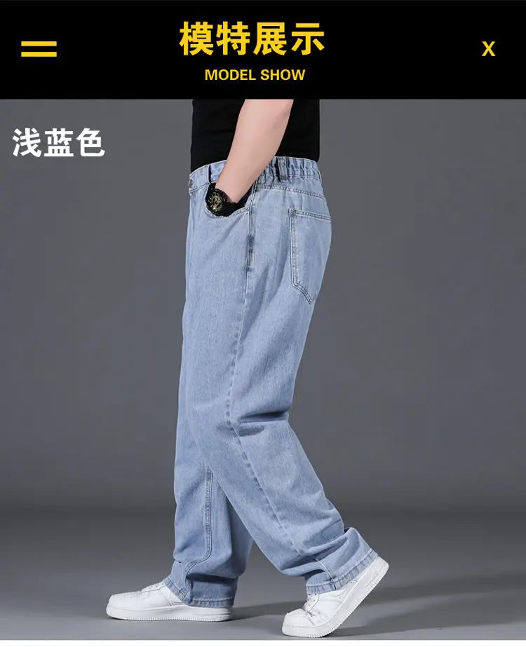 10XL Oversize Wide Legs Jeans Men Soft Cotton Cargo Jeans Plus Size Baggy Men's Trousers Fashion Streetwear Working Jeans Man - Premium Kiosk