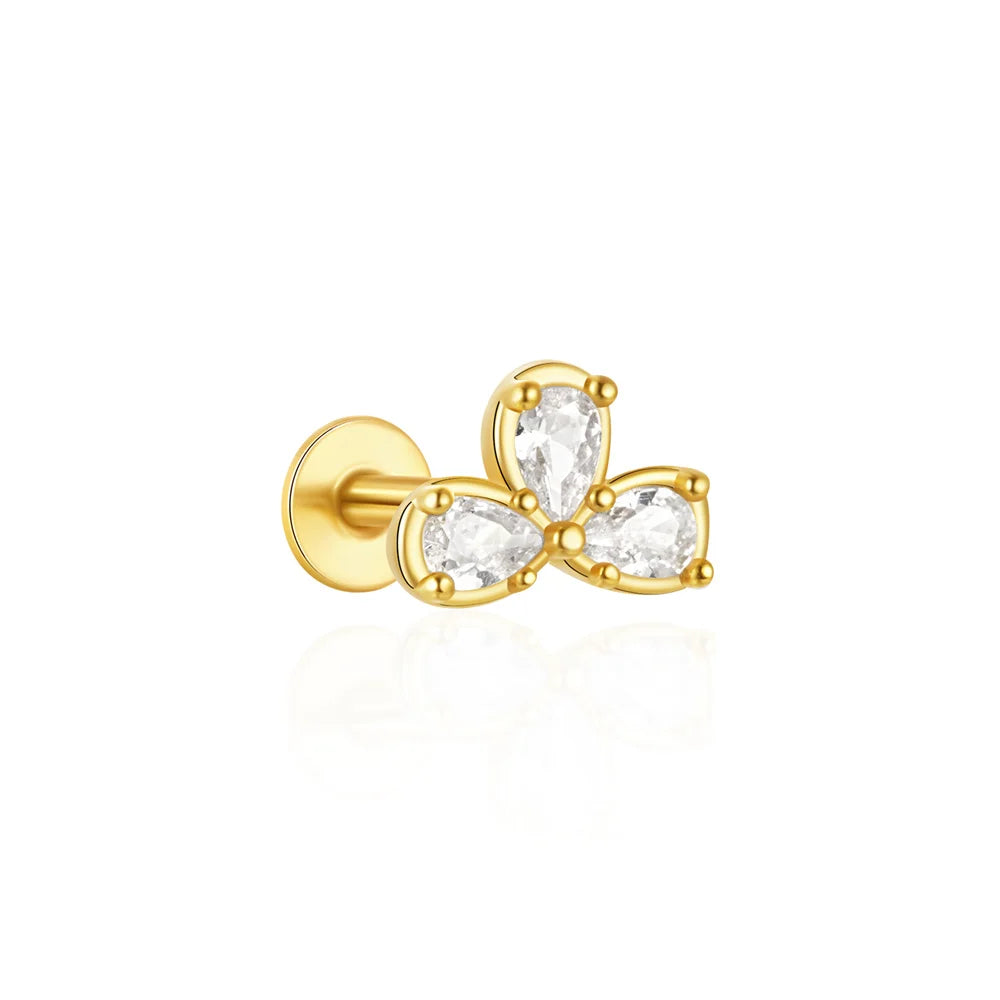 AIDE Heart Round Ball Flat Helix Piercing Earring 925 Sterling Silver Ear Studs Geometric Zircon Exquisite Trinket Studs Aretes