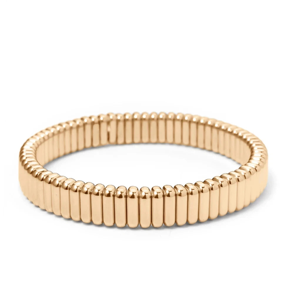 2024 New Design Golden Bracelets For Women Gold Color Hematite Beaded Elastic Bangle Sets Square Shape Beads Accessory