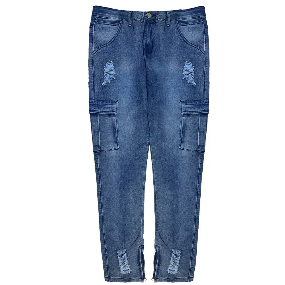 Jeans Men Wide Leg Cargo Pants Streetwear Baggy Men Korean Fashion Loose Straight Male Clothing Y2K Hip Hop Style Male Trousers - Premium Kiosk