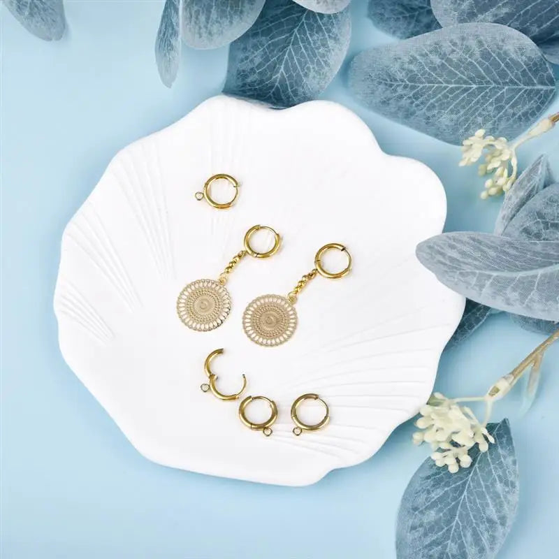10pcs/lot Stainless Steel DIY Earrings Round Hoop Earring Clasps Fittings Base DIY Jewelry Earrings Making Supplies Finding