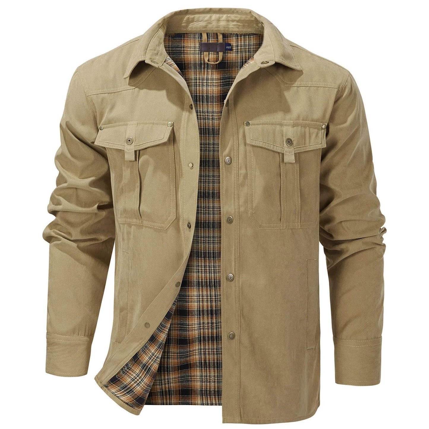 Casual Men's Jacket Men's Jackets Spring Flannel Lined Shirt Coat Men's Jackets Windproof Western Cowboy Casual Coat