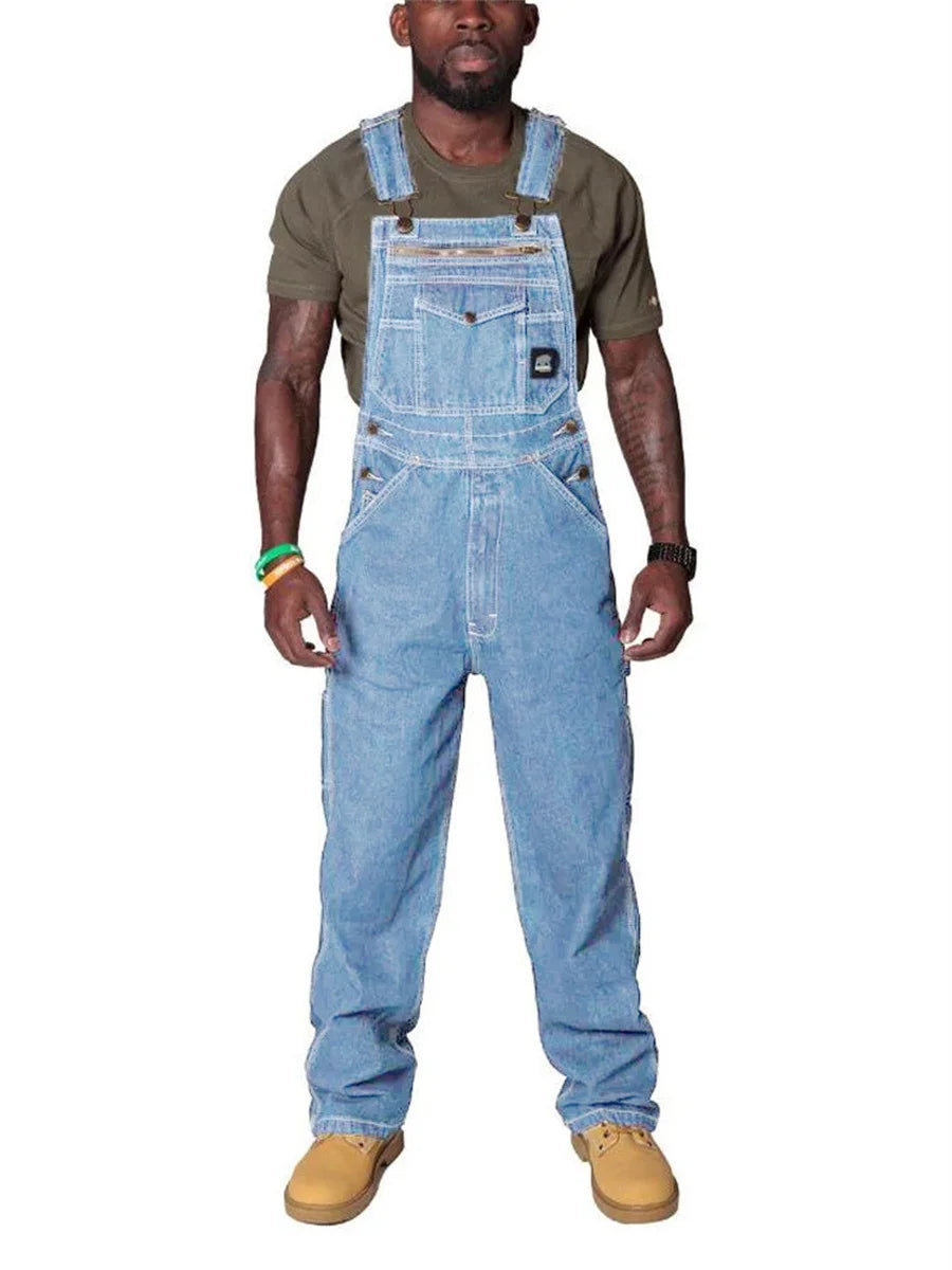 Mens Jeans Cargo Trousers Overalls for Men Fashion Denim Jumpsuit Oversized Bib Pants Men's Clothing Straight Streetwear - Premium Kiosk