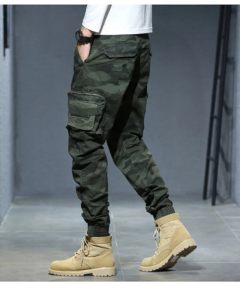 2025 Cargo Joggers Pants Men Casual Hiphop MultiPocket Male Trousers Sweatpants Streetwear Tactical Track KhakiCamouflage Pants - Premium Kiosk