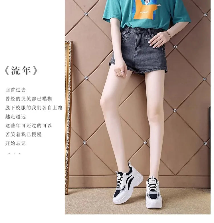 2025 new fashion dad shoes, trendy shoes, thick-soled, versatile, height-increasing, casual sports white shoes