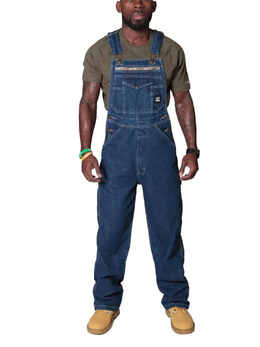 Mens Jeans Cargo Trousers Overalls for Men Fashion Denim Jumpsuit Oversized Bib Pants Men's Clothing Straight Streetwear - Premium Kiosk