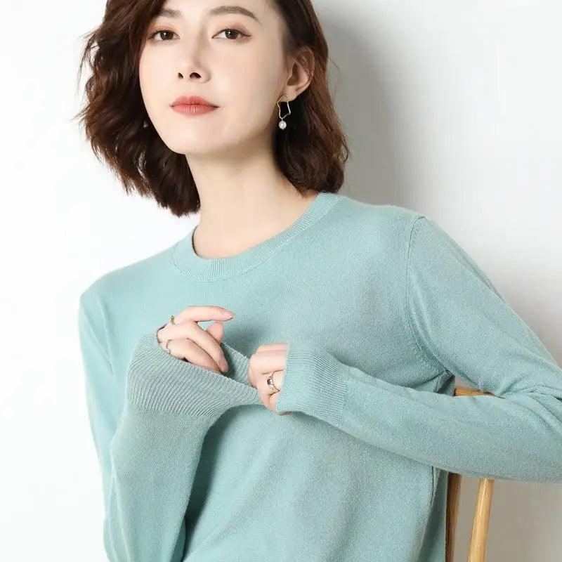 Women Sweaters 2024 O-neck Long Sleeve Autumn Winter Pullovers Fashion Korean Sweaters Bottoming Shirts Slim Knitwear Jumpers