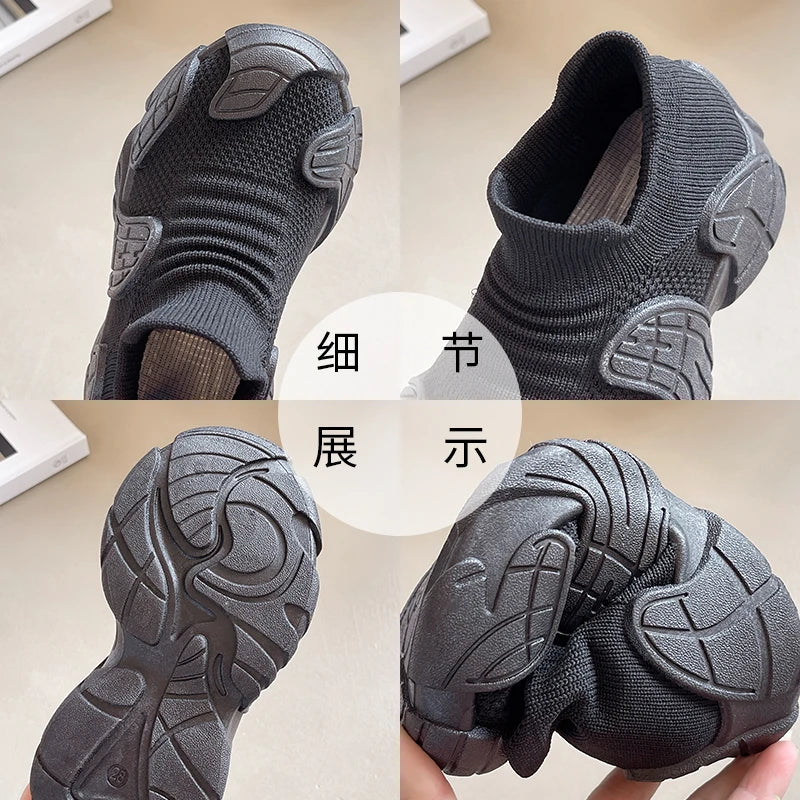 2025 New children's one foot thick soled girls' dad shoes with soft soles and high tops for spring and autumn boys' sports shoes