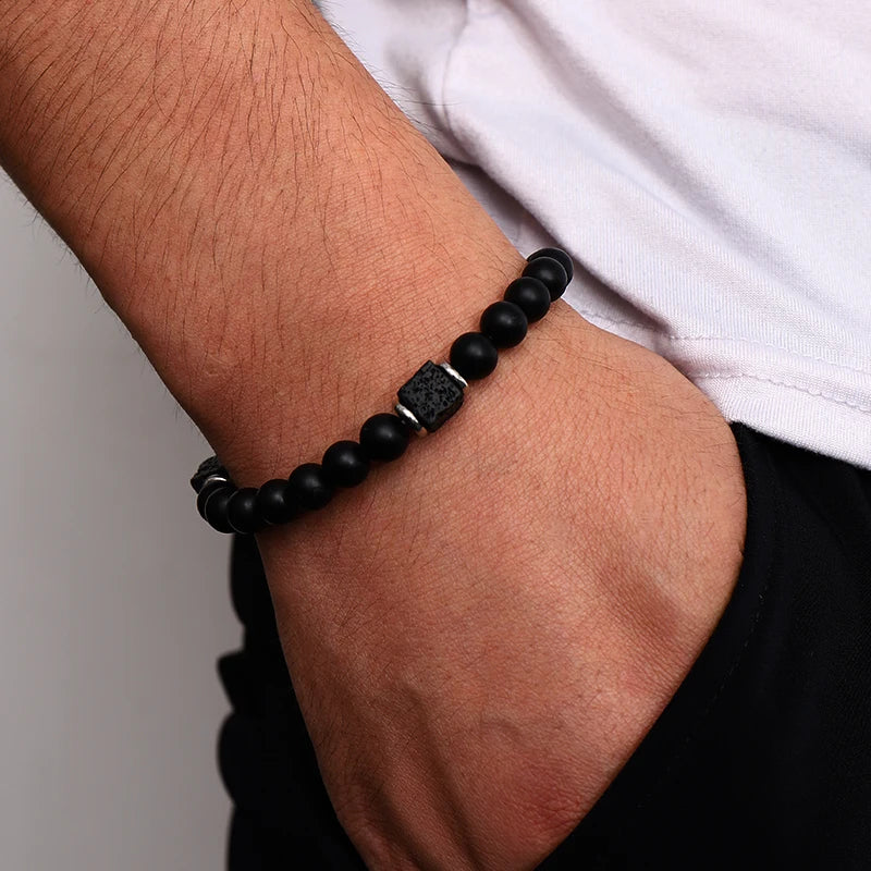 2pcs/set New Magnetic Bracelets and Necklace Set Men Nature Stone Bead Couple Bracelets Set for Women Health Care Help Weight Lo