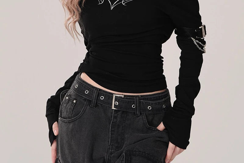 Y2K 2000S Black Cargo Jeans Women Vintage Streetwear Wide Leg Denim Pants Harajuku Aesthetic High Waist Baggy Straight Trousers - Premium Kiosk