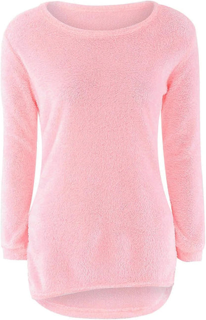 2024 Women Warm Sweaters Solid Color O Neck Loose Knitted Pullover Long Sweater Casual Blouse Lady Hipster Comfortable Clothing