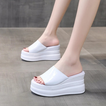 Women Slippers Female Shoes Rubber Beach Slippers For Women Ladies High Platform Flip Flops Red Slides New Summer Shoes Woman
