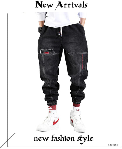 2025 New Streetwear Hip Hop Cargo Pants Men's jeans Cargo Pants Elastic Harun pants Joggers Pants In Autumn and Spring Men Cloth - Premium Kiosk