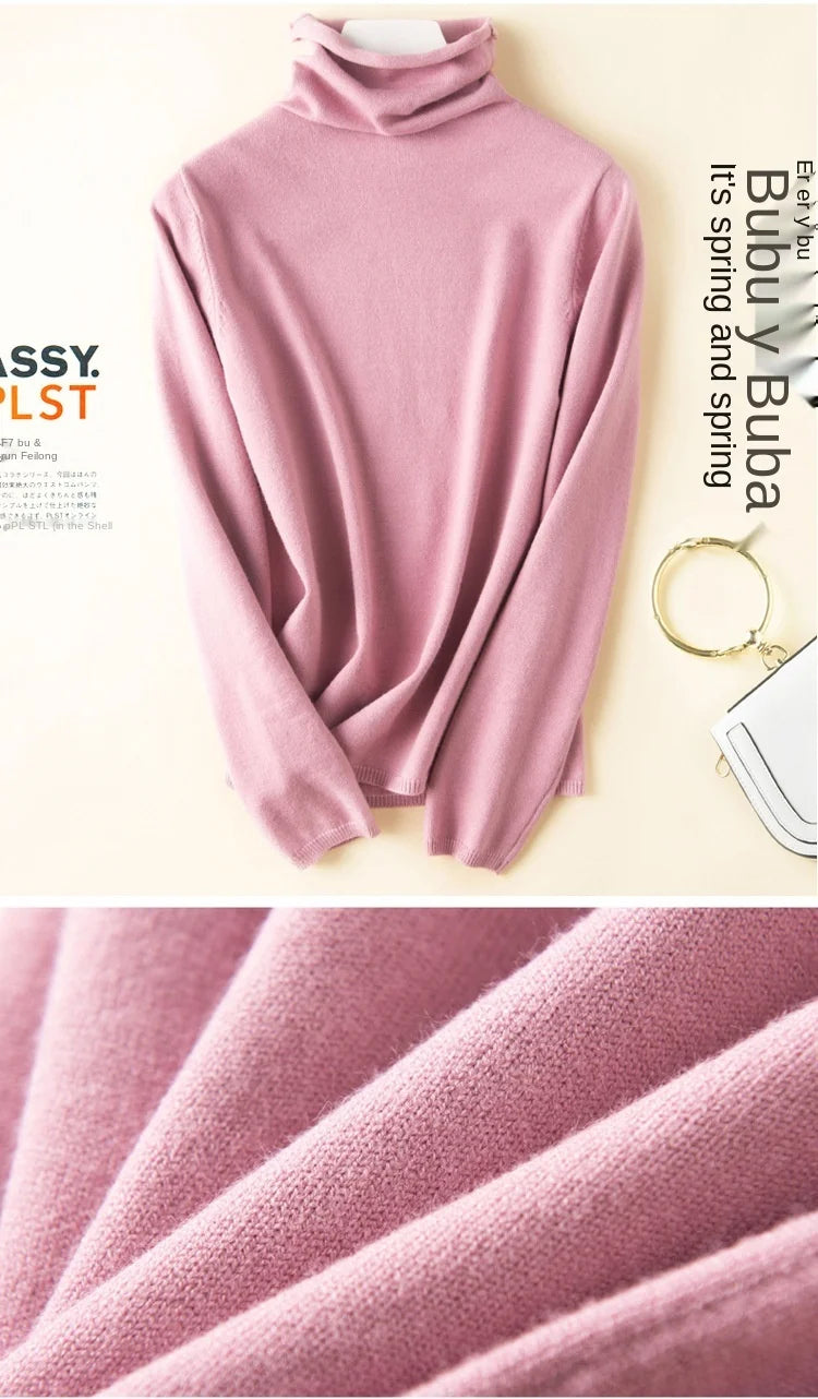 Women's Sweaters Autumn Winter Turtleneck Casual cashmere Knitted Jumper Elegant Fashion Slim Elasticity wool Pullover Tops Fema
