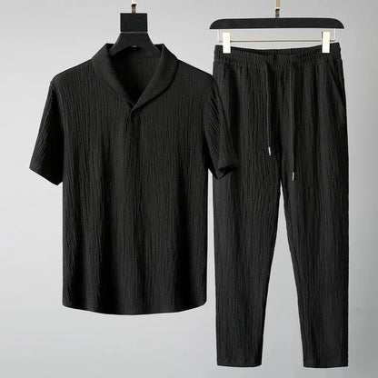 (Shirt + trousers)2025 summer men fashion classic shirt men's business casual fashion shirts men A set of clothes size M-4XL