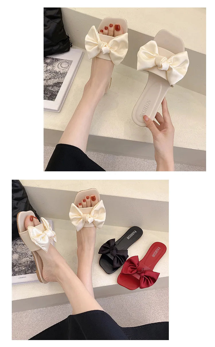 Women's Slippers  Platform Shoes Sandals Female 2021 Sexy Bow  Flat Slippers for Ladies Beach Vacation Women Summer Flip-flops