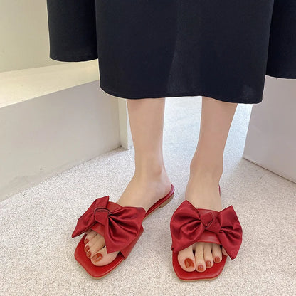 Women's Slippers  Platform Shoes Sandals Female 2021 Sexy Bow  Flat Slippers for Ladies Beach Vacation Women Summer Flip-flops