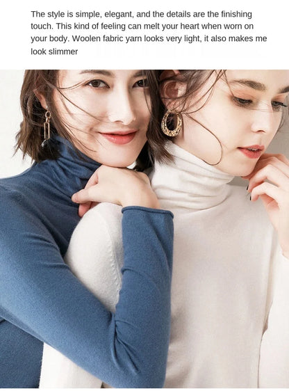 Women's Sweaters Autumn Winter Turtleneck Casual cashmere Knitted Jumper Elegant Fashion Slim Elasticity wool Pullover Tops Fema