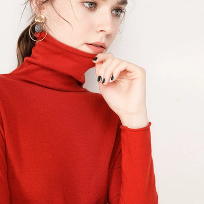 Women's Sweaters Autumn Winter Turtleneck Casual cashmere Knitted Jumper Elegant Fashion Slim Elasticity wool Pullover Tops Fema