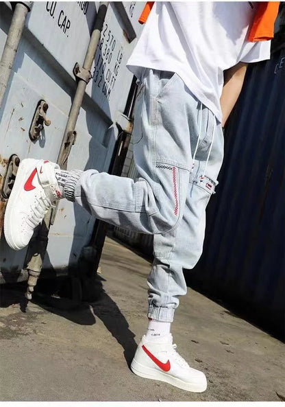 2025 New Streetwear Hip Hop Cargo Pants Men's jeans Cargo Pants Elastic Harun pants Joggers Pants In Autumn and Spring Men Cloth - Premium Kiosk