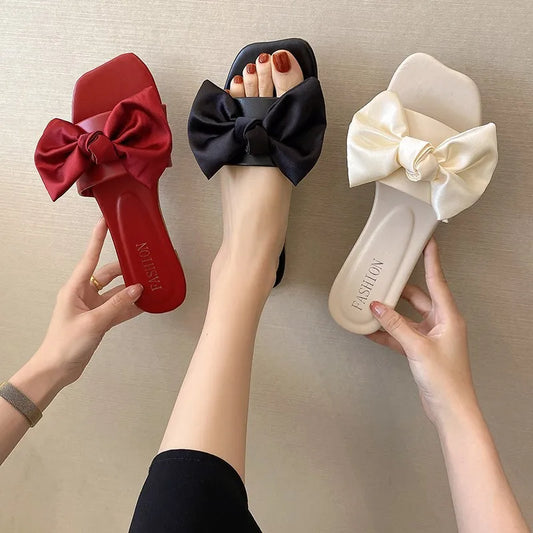 Women's Slippers  Platform Shoes Sandals Female 2021 Sexy Bow  Flat Slippers for Ladies Beach Vacation Women Summer Flip-flops