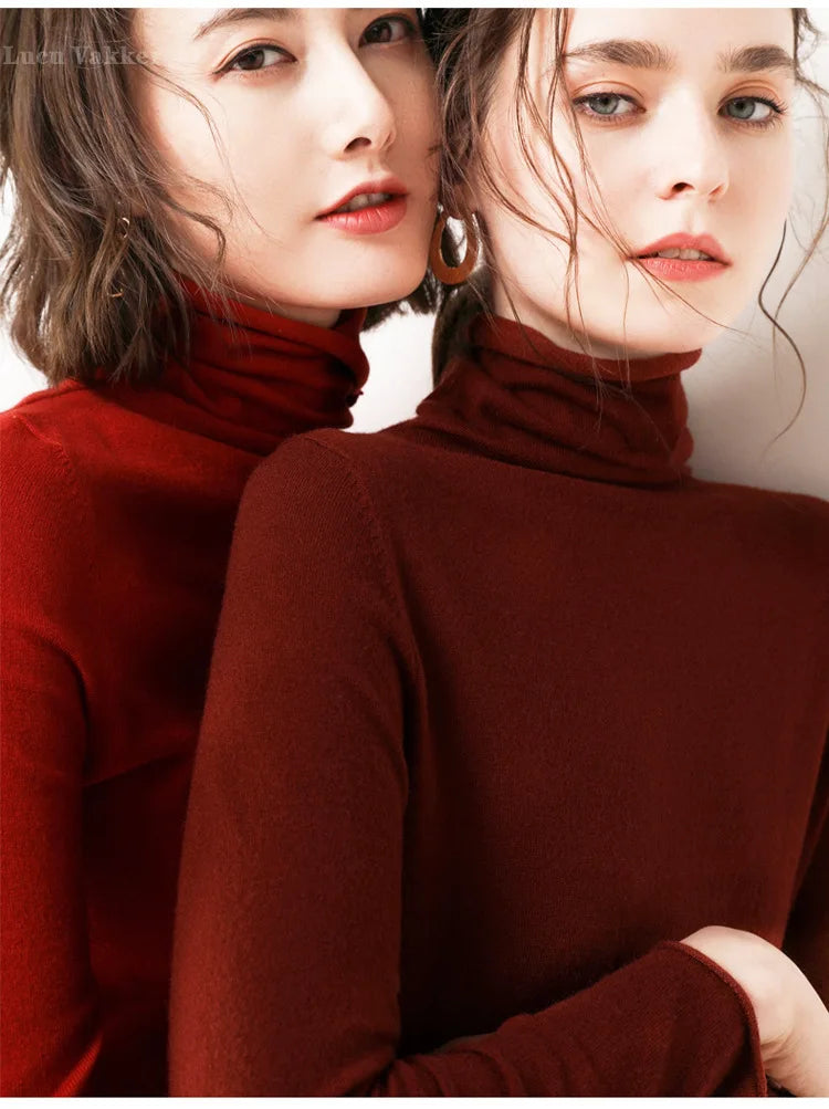 Women's Sweaters Autumn Winter Turtleneck Casual cashmere Knitted Jumper Elegant Fashion Slim Elasticity wool Pullover Tops Fema