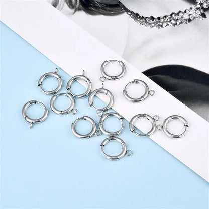 10pcs/lot Stainless Steel DIY Earrings Round Hoop Earring Clasps Fittings Base DIY Jewelry Earrings Making Supplies Finding