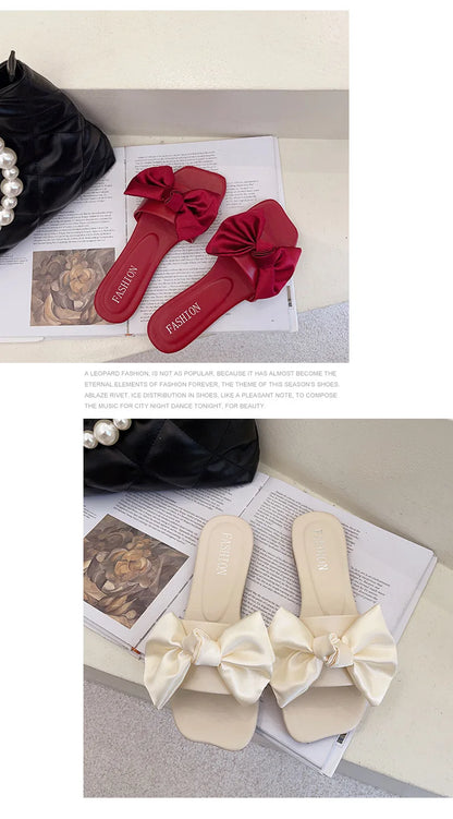 Women's Slippers  Platform Shoes Sandals Female 2021 Sexy Bow  Flat Slippers for Ladies Beach Vacation Women Summer Flip-flops