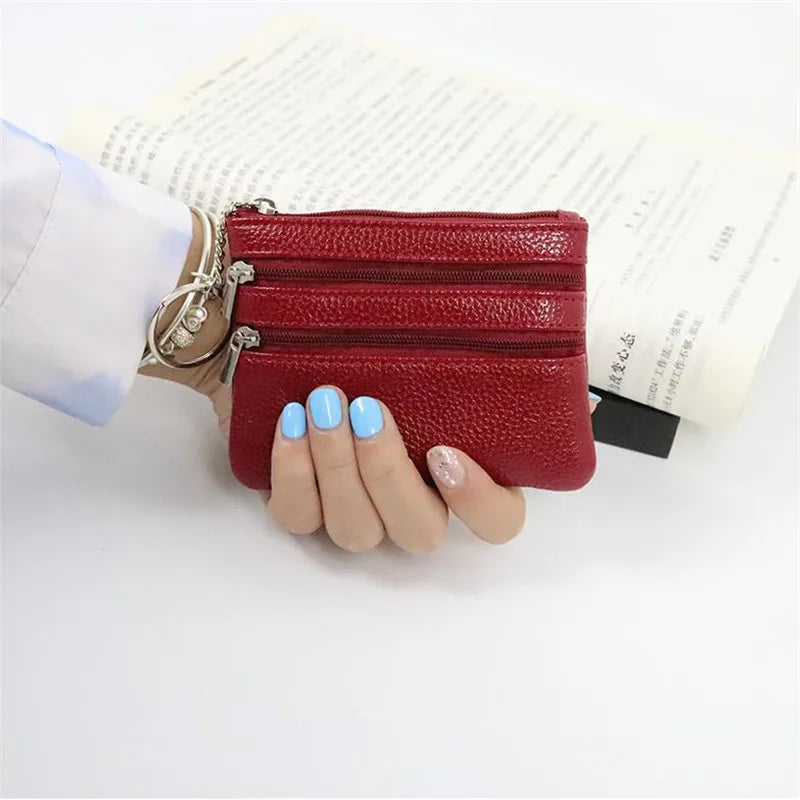 3 Pouch Pocket Wallets Women Small PU Leather Coin Purse Zipper Change Money Bags Key Holder Case ID Card Holde Zipper Purses