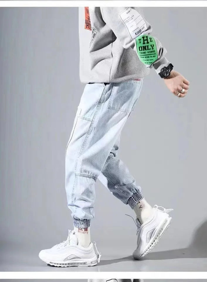 2025 New Streetwear Hip Hop Cargo Pants Men's jeans Cargo Pants Elastic Harun pants Joggers Pants In Autumn and Spring Men Cloth - Premium Kiosk