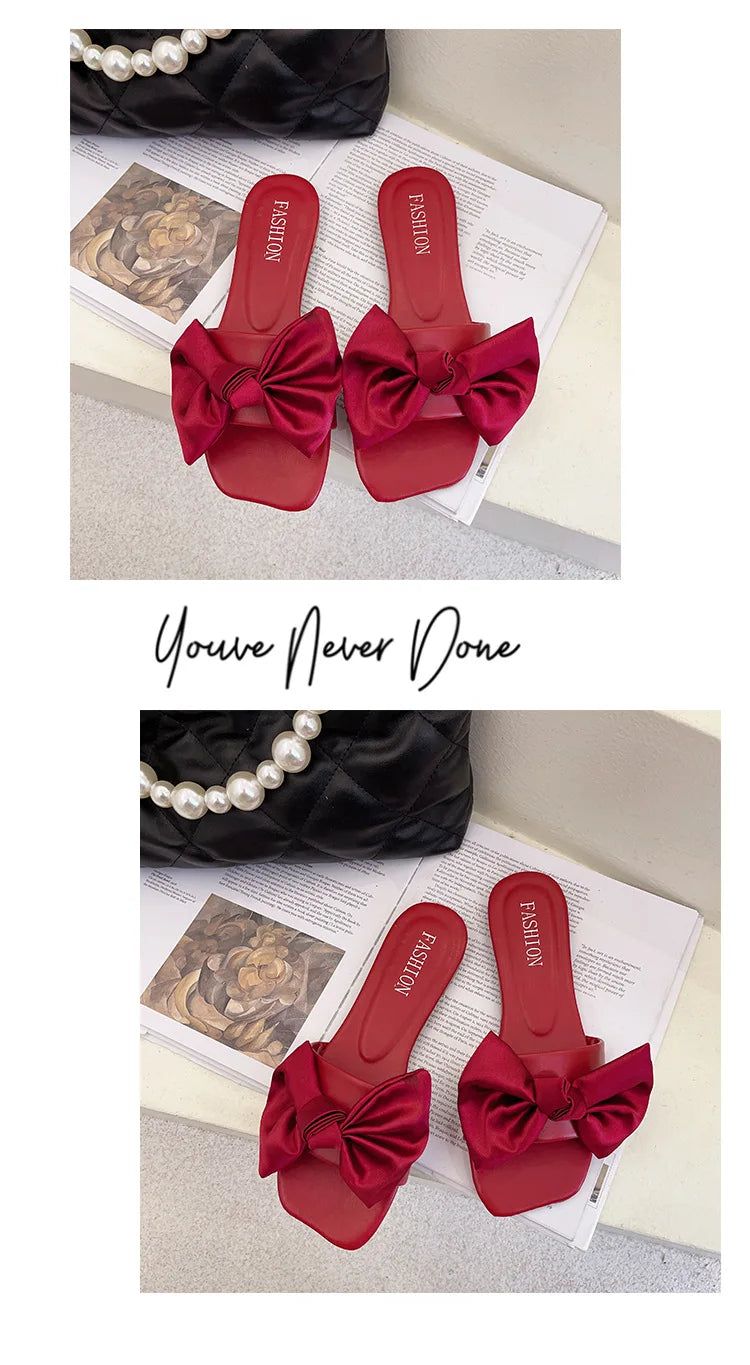Women's Slippers  Platform Shoes Sandals Female 2021 Sexy Bow  Flat Slippers for Ladies Beach Vacation Women Summer Flip-flops